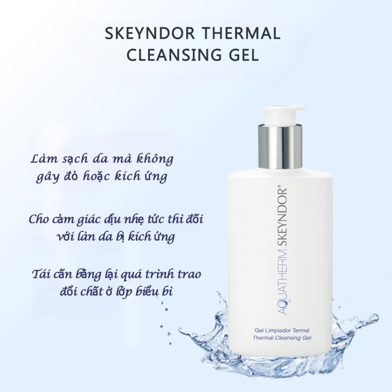 Skeyndor Aquatherm Thermal Cleansing Gel 250ml - Gel rửa mặt phục hồi cho da nhạy cảm thiên dầu